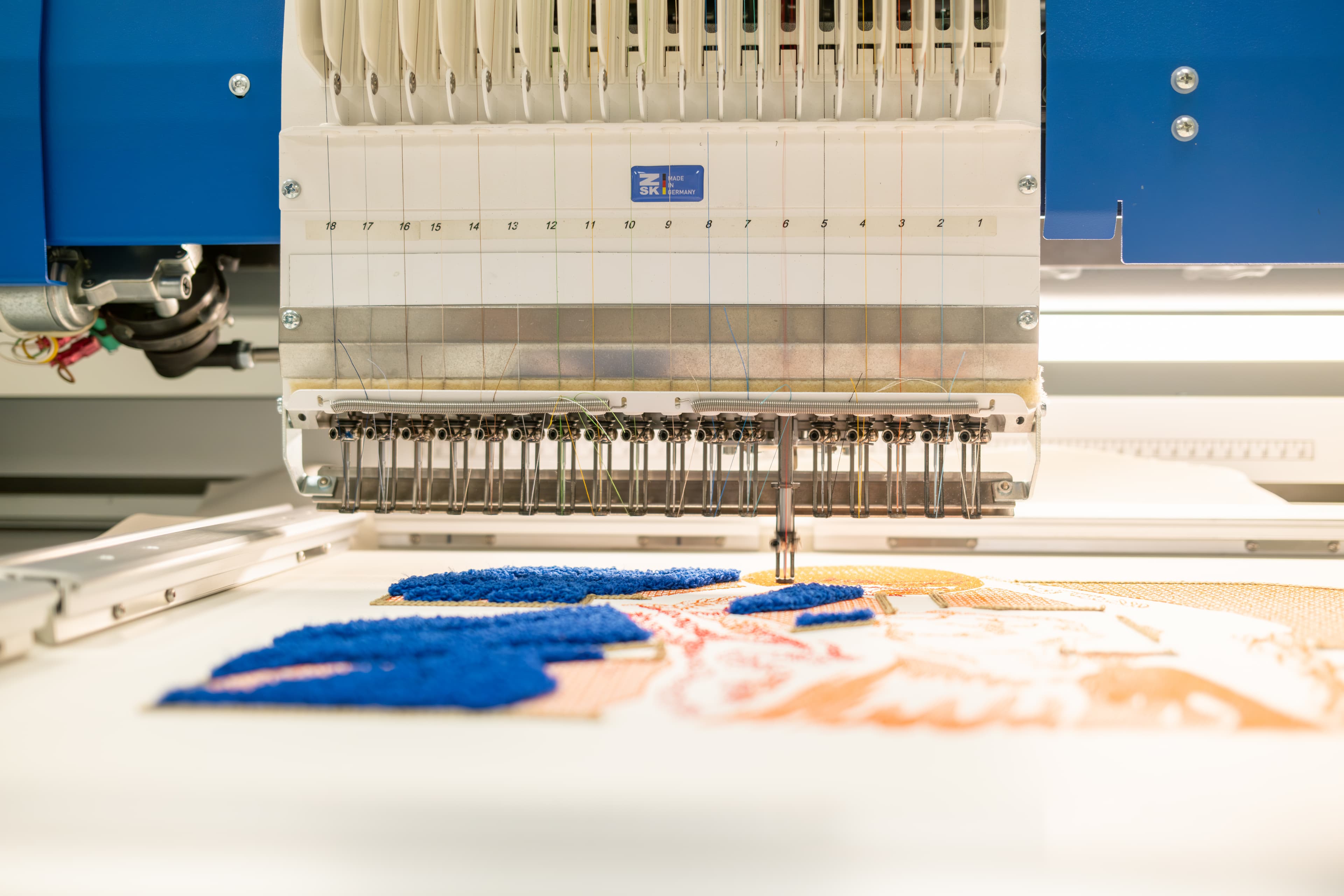ZSK embroidery machine in action